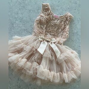 Popatu Ruffle baby girl dress 12 month  Baby bling headband ivory cream Fancy